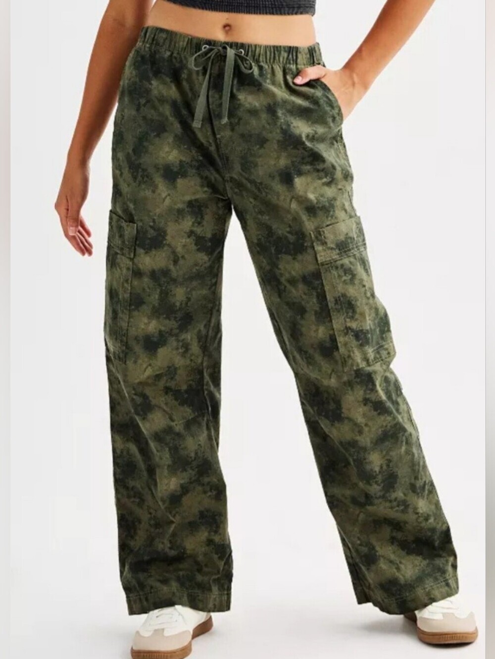 Vanilla Star Camo Cargo Drawstring Pants Juniors Size Large Y2k Retro